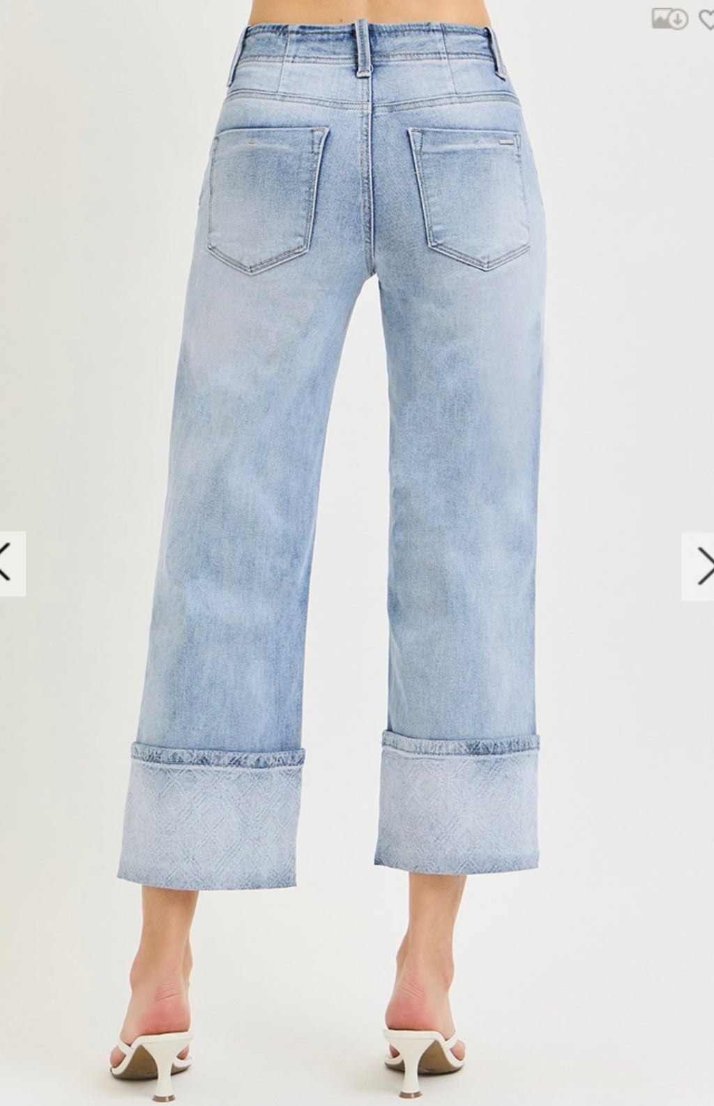307 HIGH RISE CROP WIDE JEANS WITH PLAID CUFFS