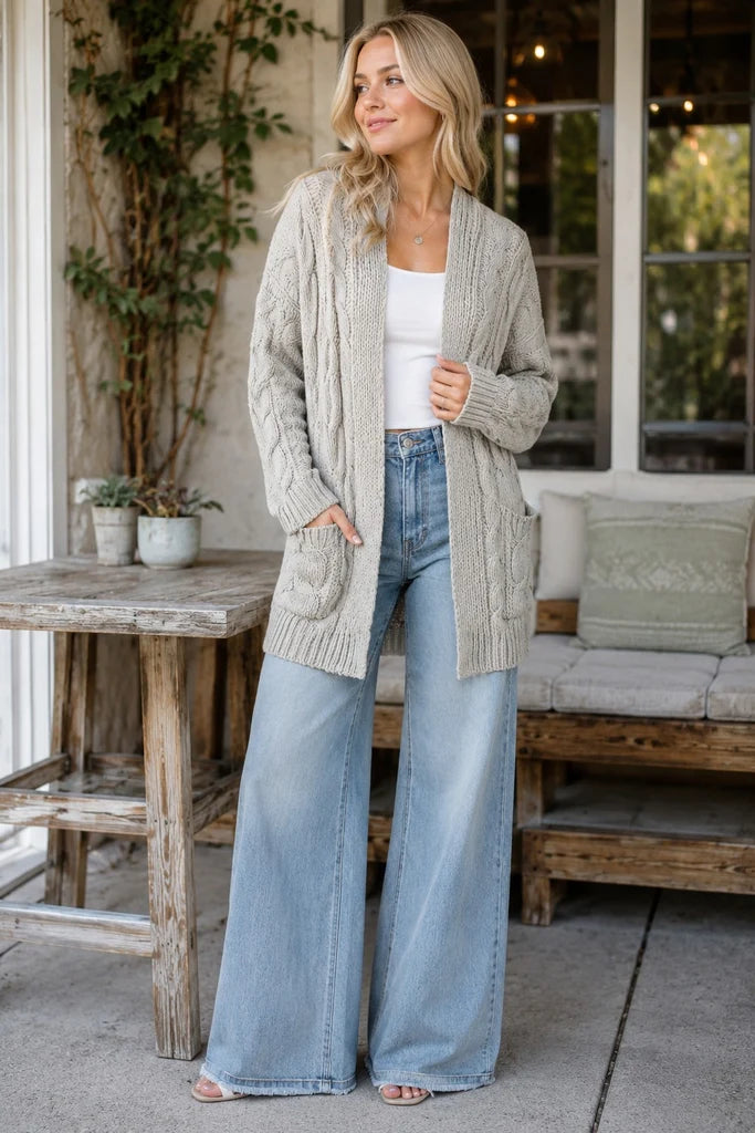 404 Cable Knit Chenille Cardigan