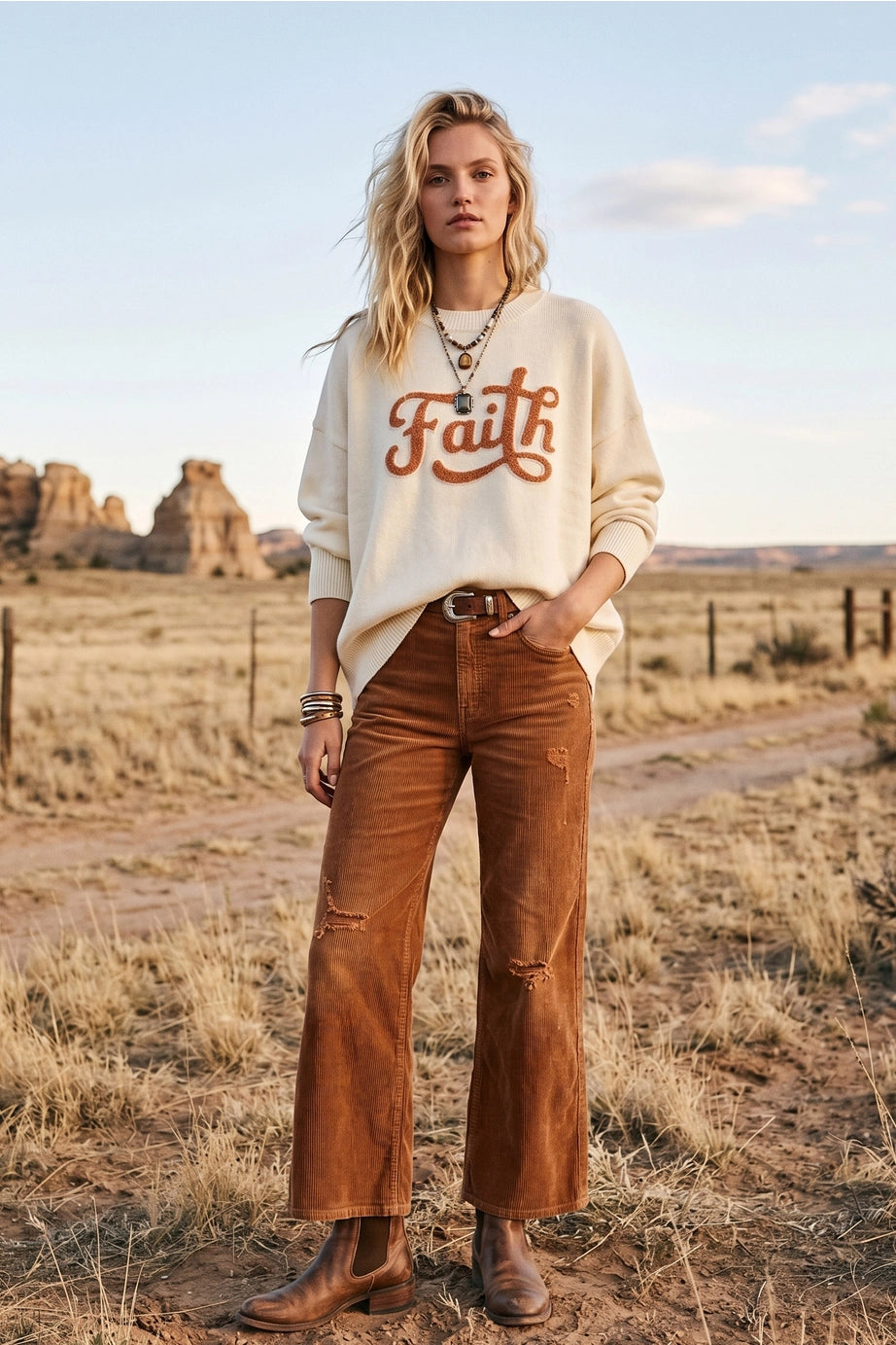 411 Faith Embroidered Sweater