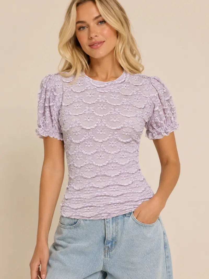 311 Lavender Lace Floral Top