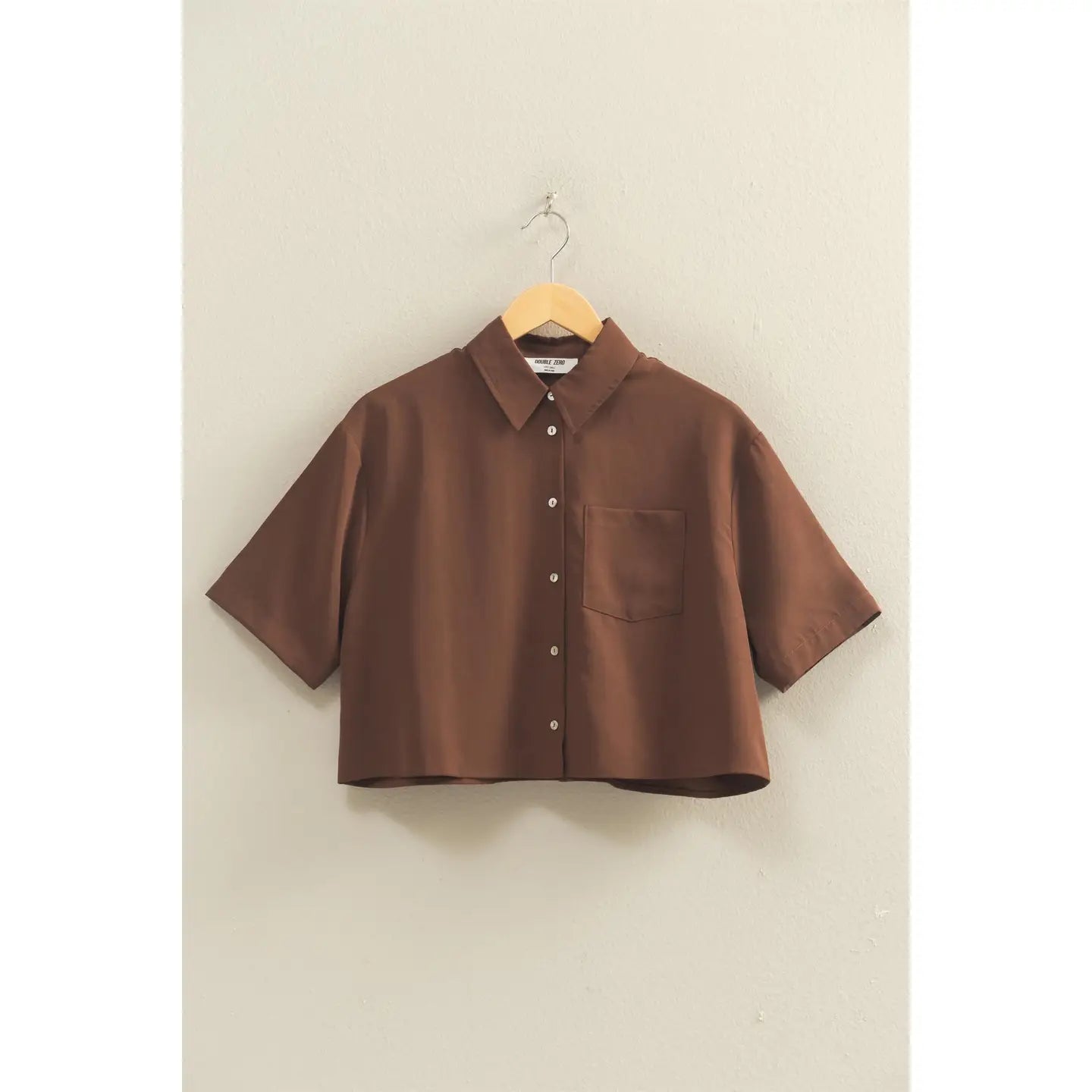 297 Linen Blend Crop Button Up Top
