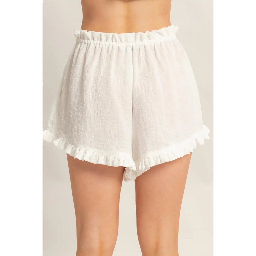 301 Ruffle Trim Drawstring Shorts