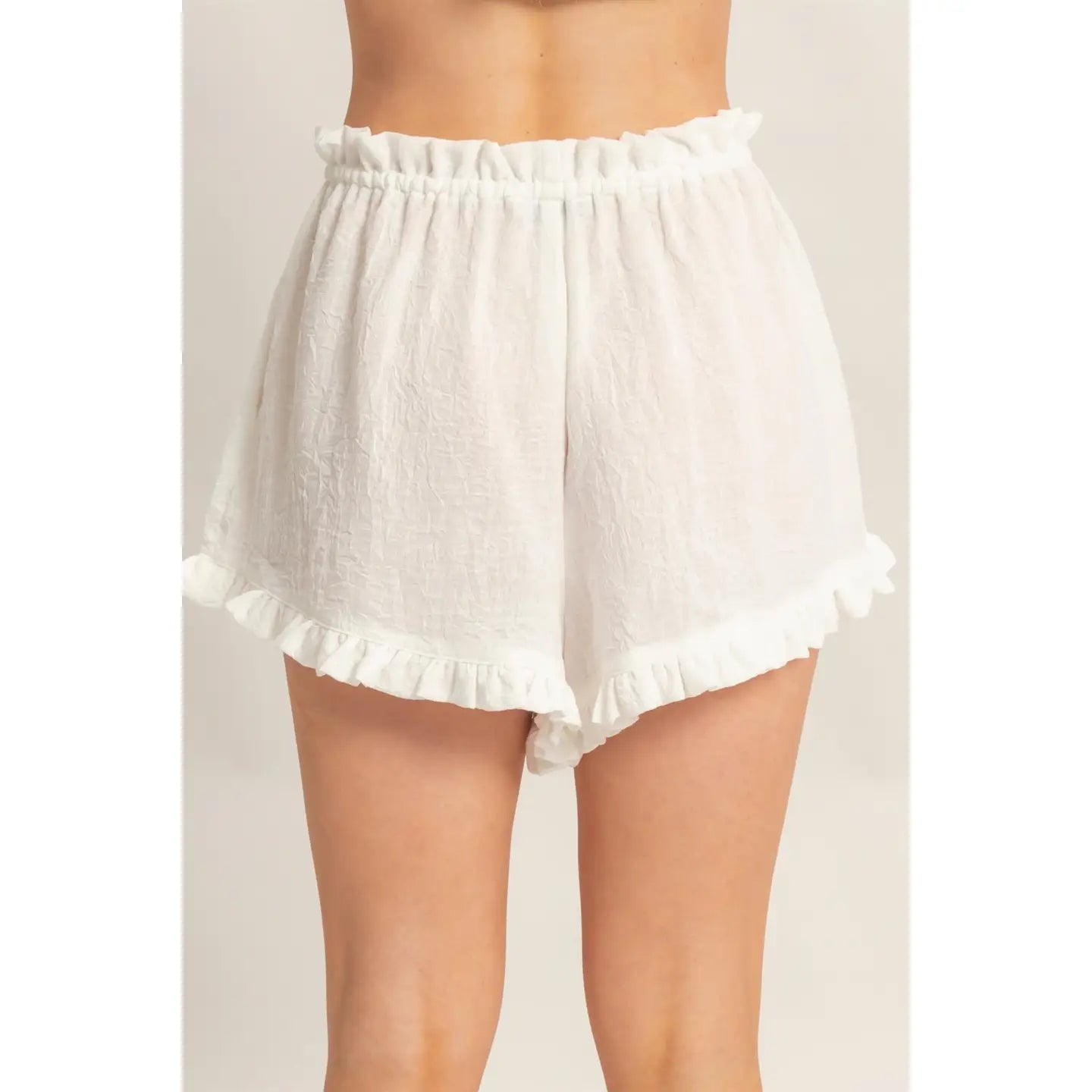 301 Ruffle Trim Drawstring Shorts