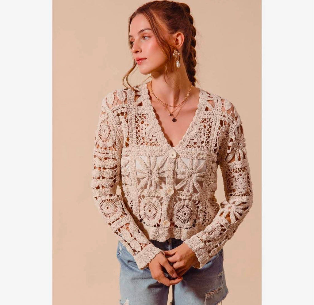 278 Floral Crochet Cardigan
