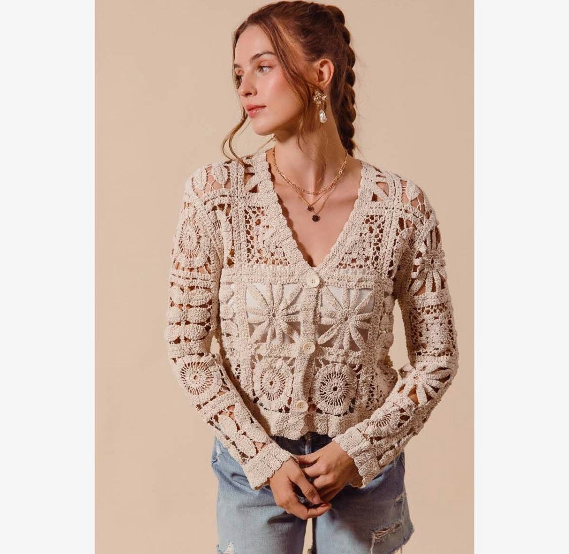 278 Floral Crochet Cardigan