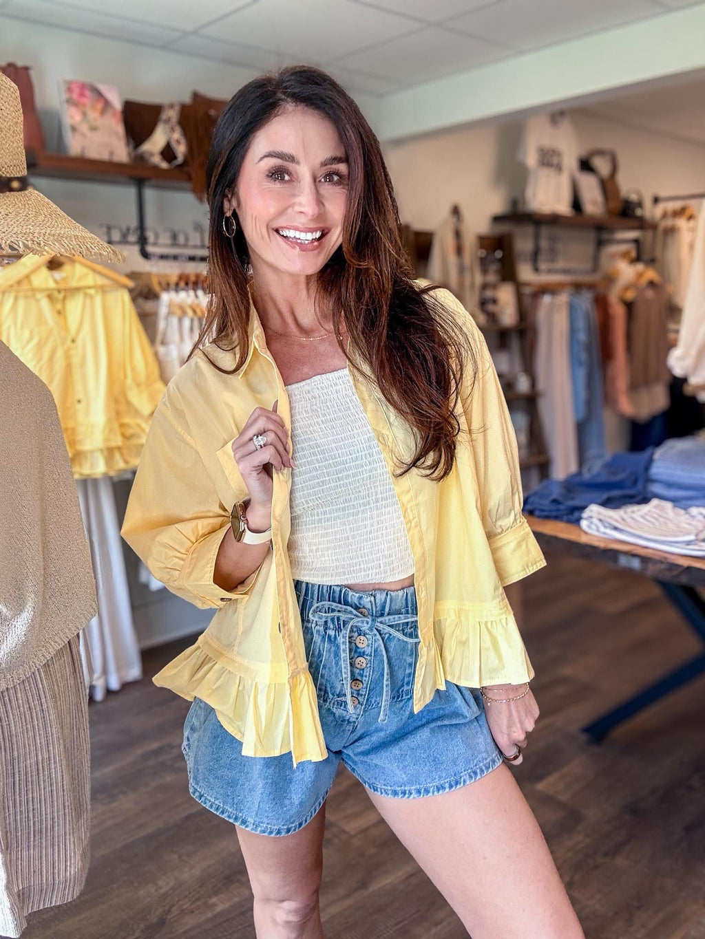 266 Ruffle Hem Poplin Top