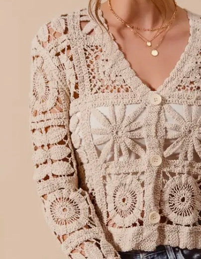 278 Floral Crochet Cardigan