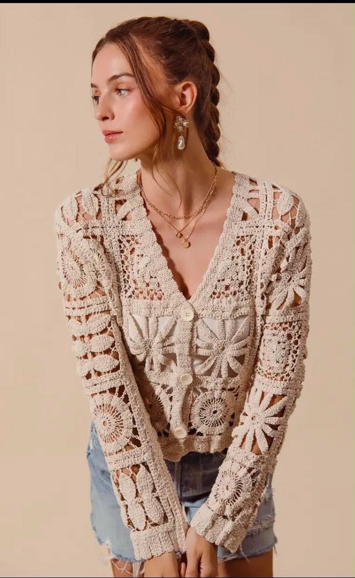278 Floral Crochet Cardigan