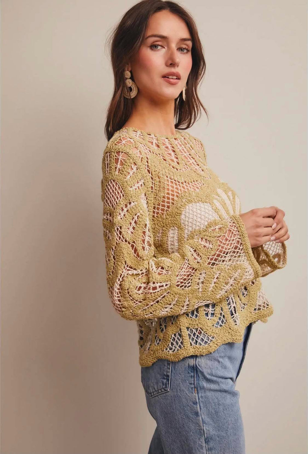 280 Meadow Bloom Crochet Sweater