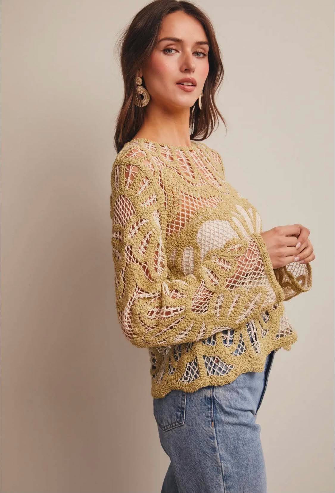 280 Meadow Bloom Crochet Sweater