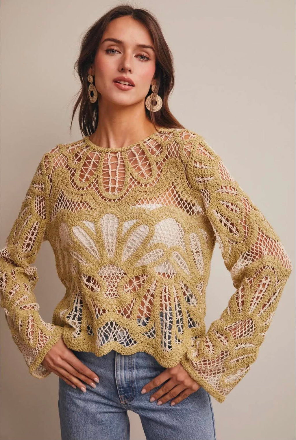 280 Meadow Bloom Crochet Sweater