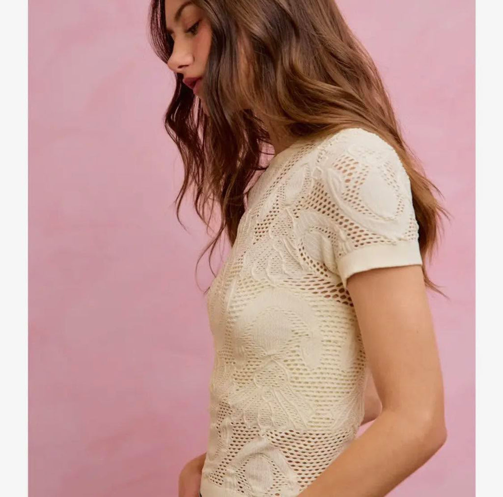 288 Floral Lace Short Sleeve Top