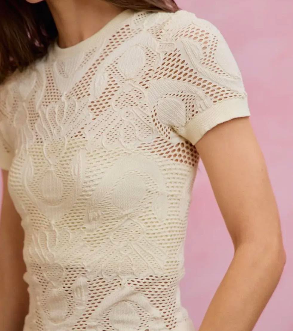 288 Floral Lace Short Sleeve Top
