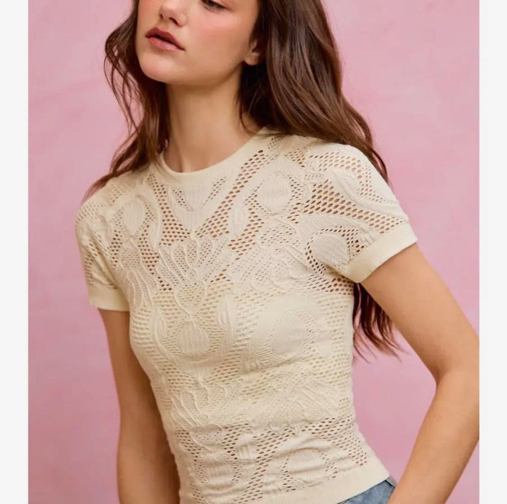 288 Floral Lace Short Sleeve Top