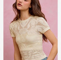 288 Floral Lace Short Sleeve Top