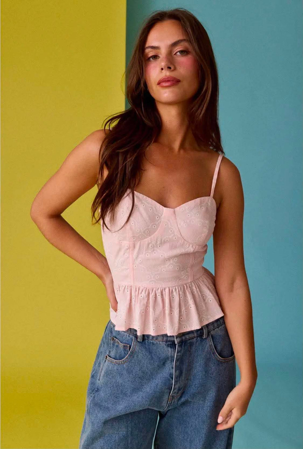 321 Eyelet Peplum Cami Top