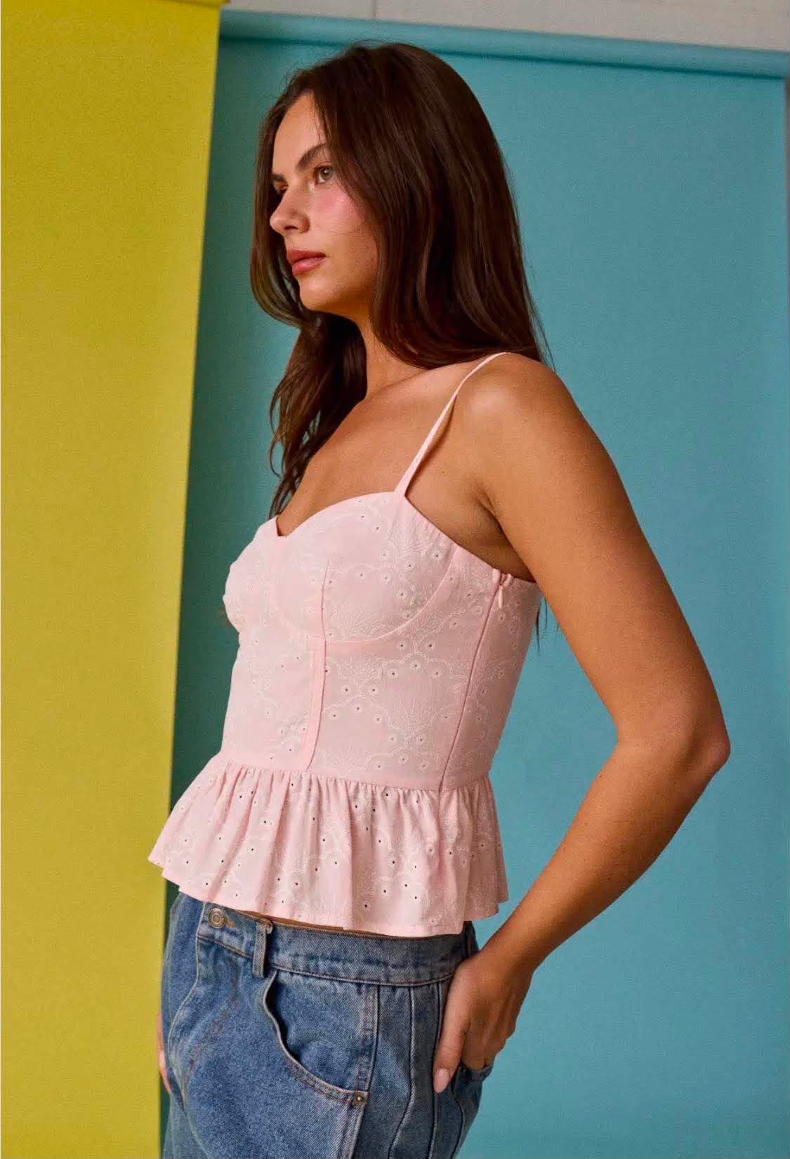 321 Eyelet Peplum Cami Top