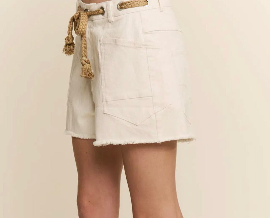 323 Off White Rope Tie Shorts