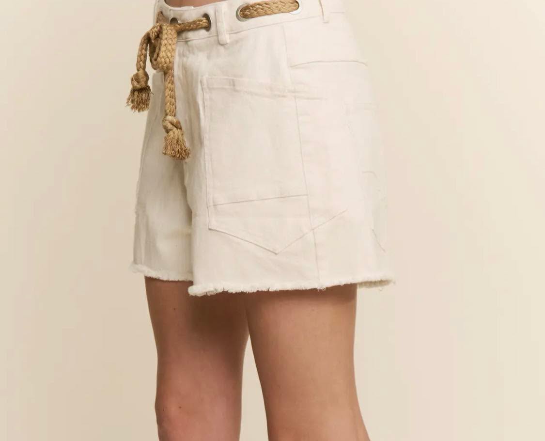 323 Off White Rope Tie Shorts