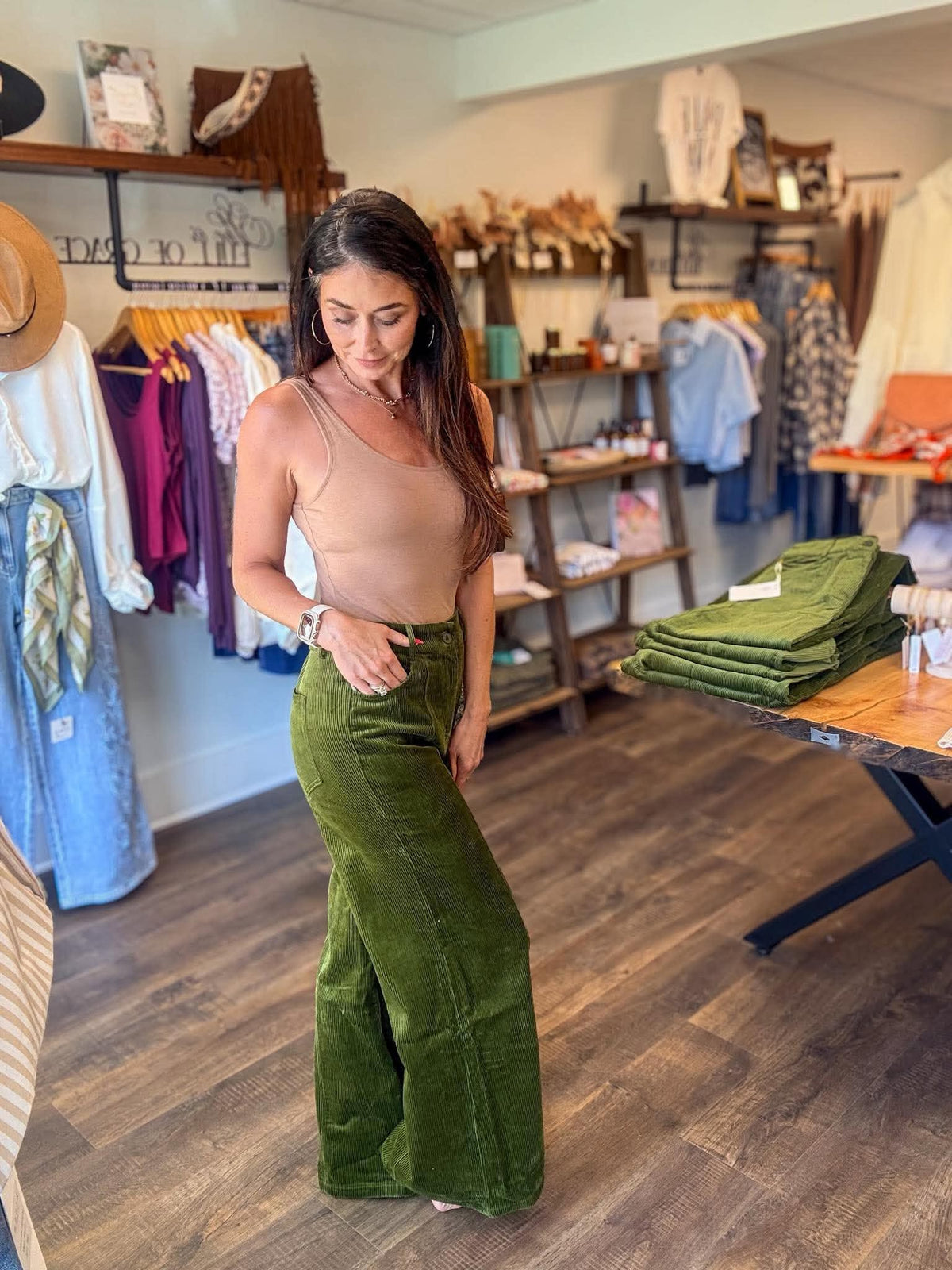 128 Olive Grove Corduroy Wide Leg Pants