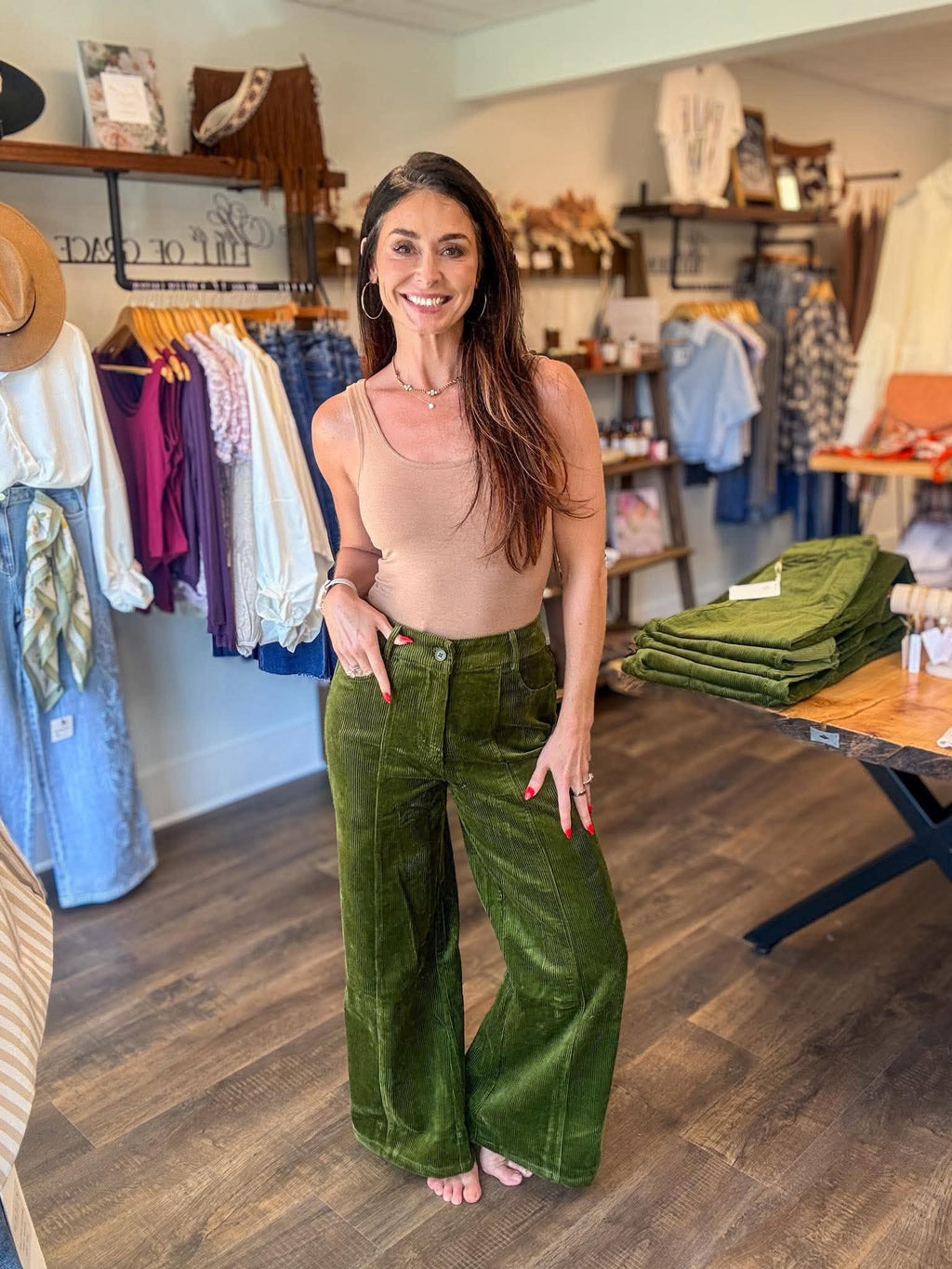 128 Olive Grove Corduroy Wide Leg Pants