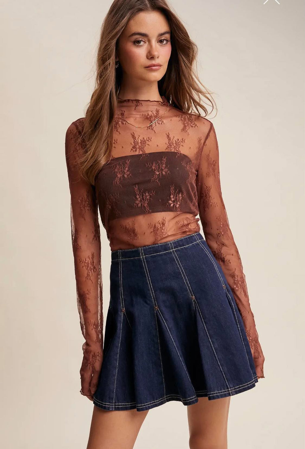 366 Rosalie Lace Mesh Top