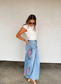 Floral Embroidered Wide Leg Jeans 270