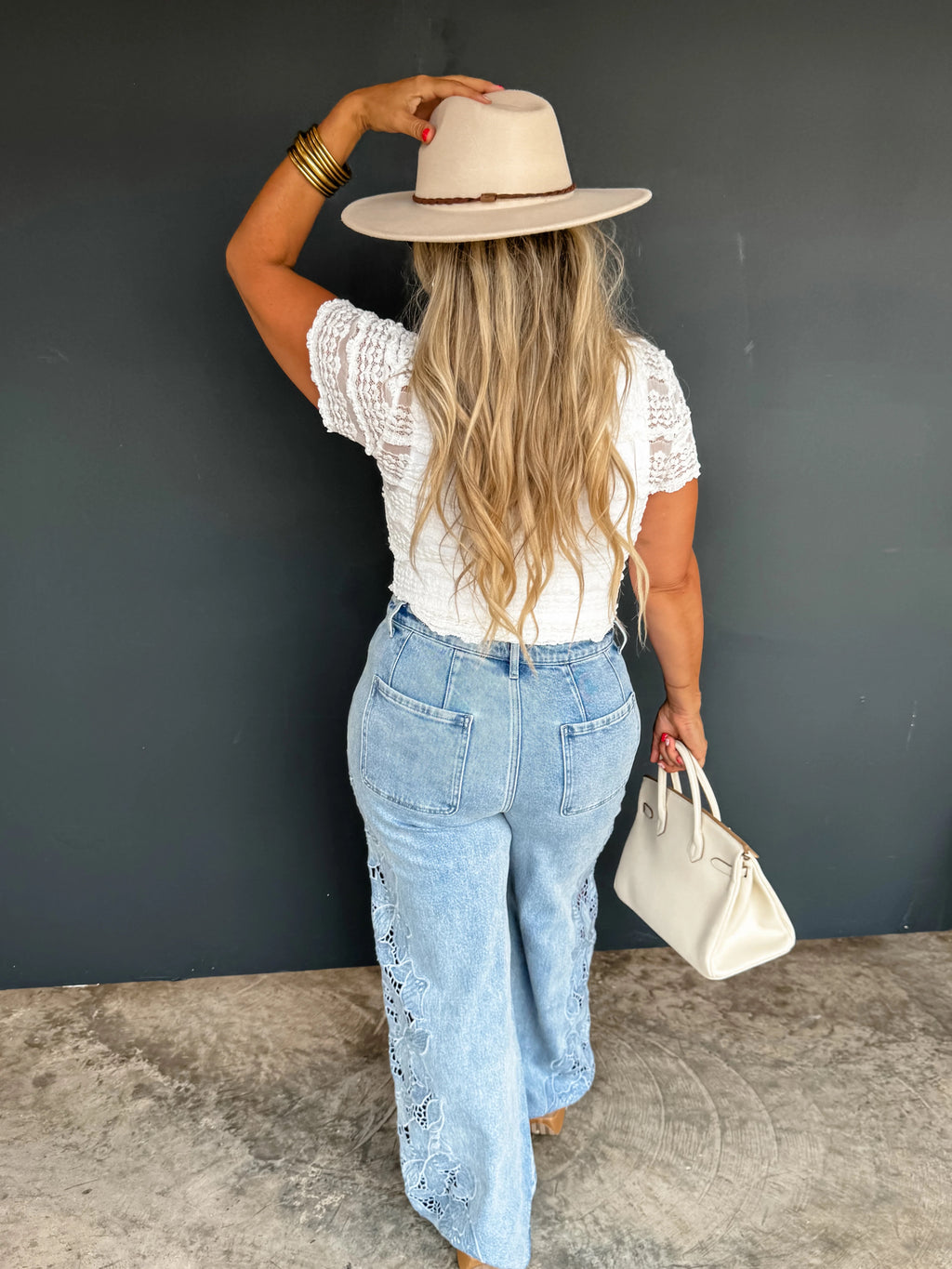 Lace Embroidered Wide Leg Jeans 269