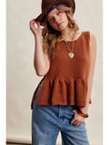 332 Side Tie Knit Peplum Top
