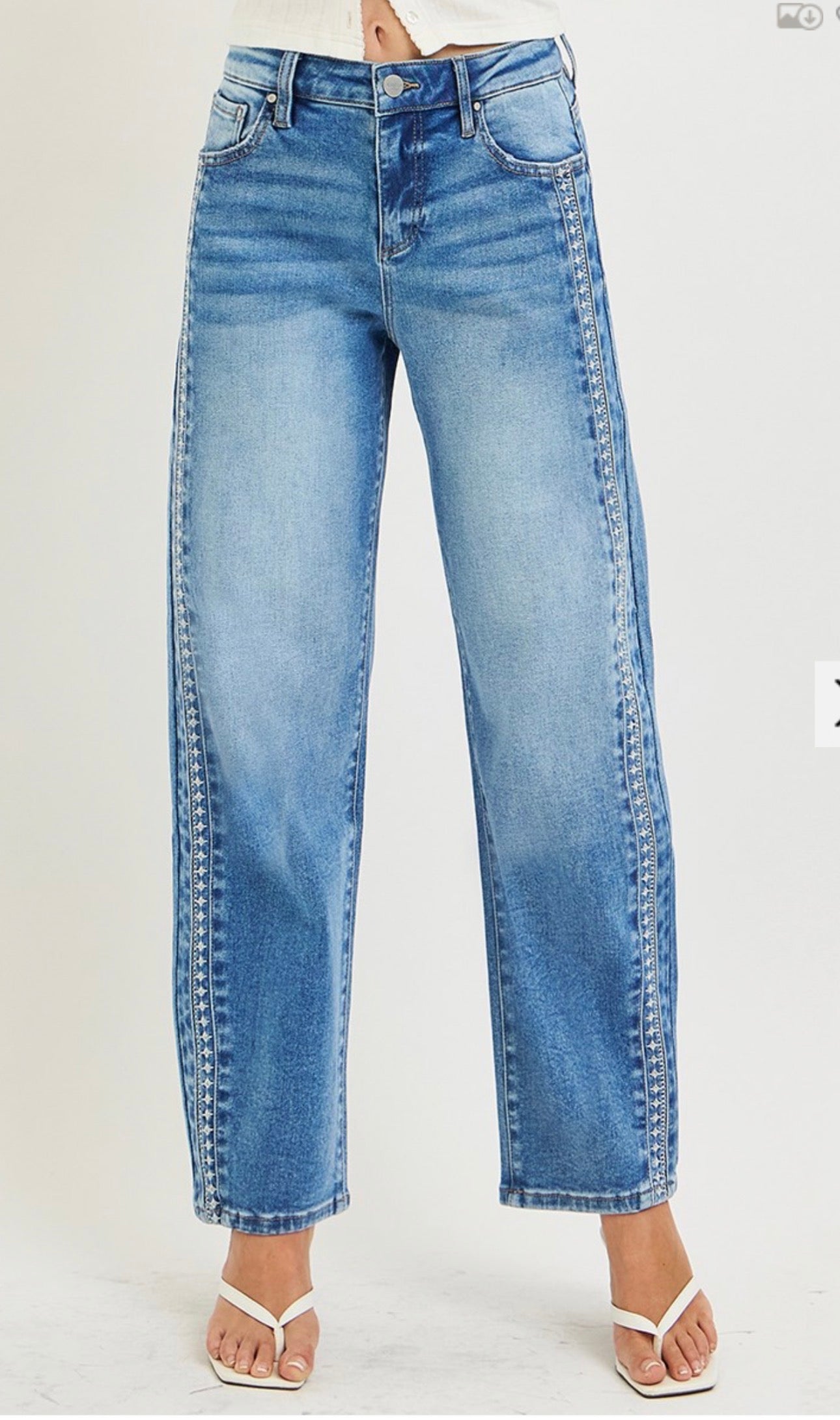 309 HIGH RISE ANKLE BARREL EMBO DETAILED JEANS