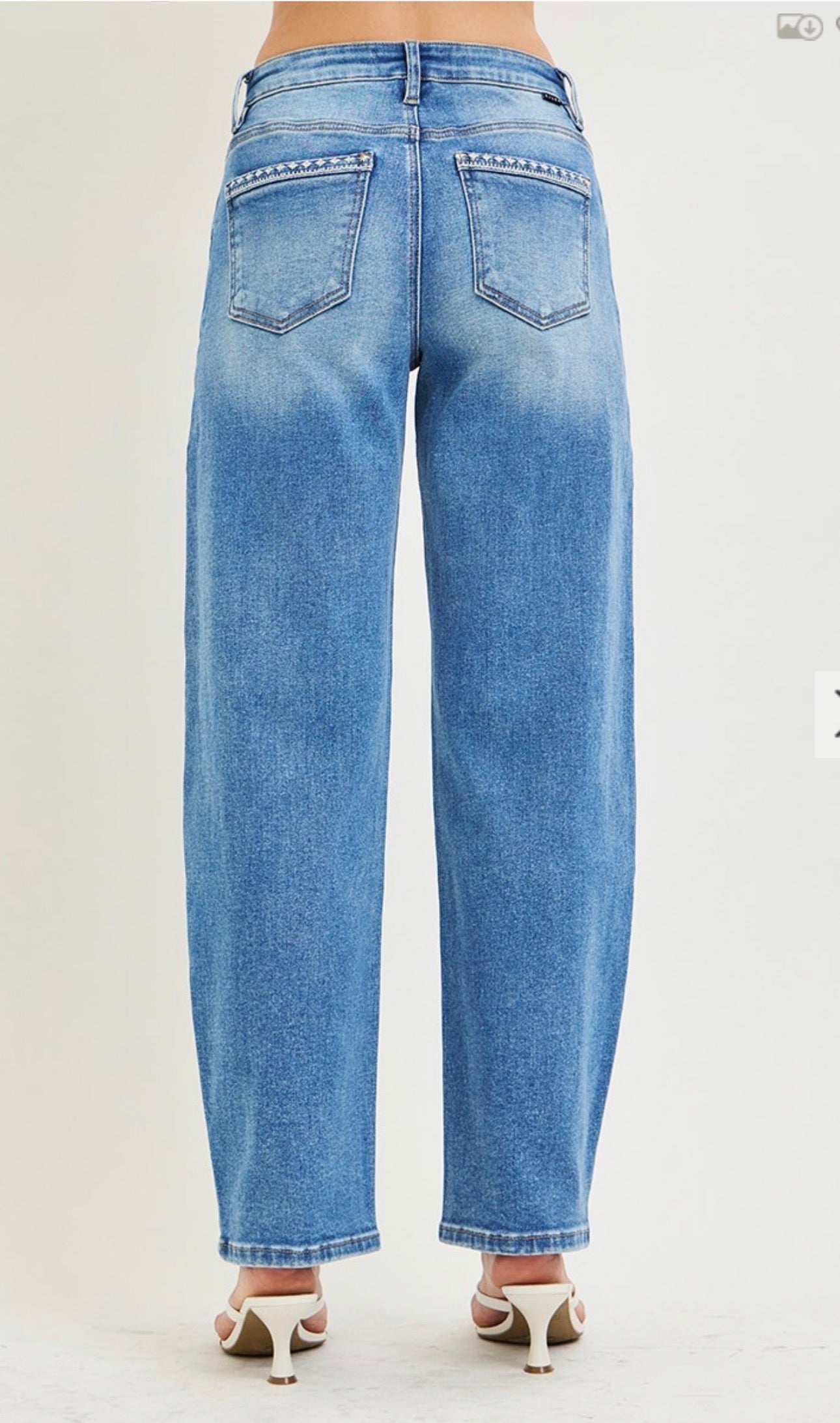 309 HIGH RISE ANKLE BARREL EMBO DETAILED JEANS