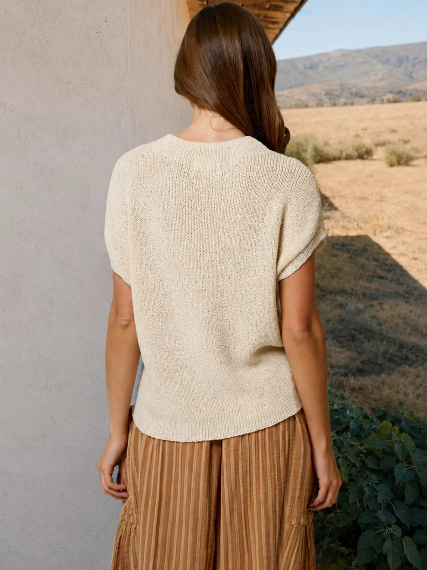 347 Pocket Detail Drop Shoulder Short Sleeve Sweater
