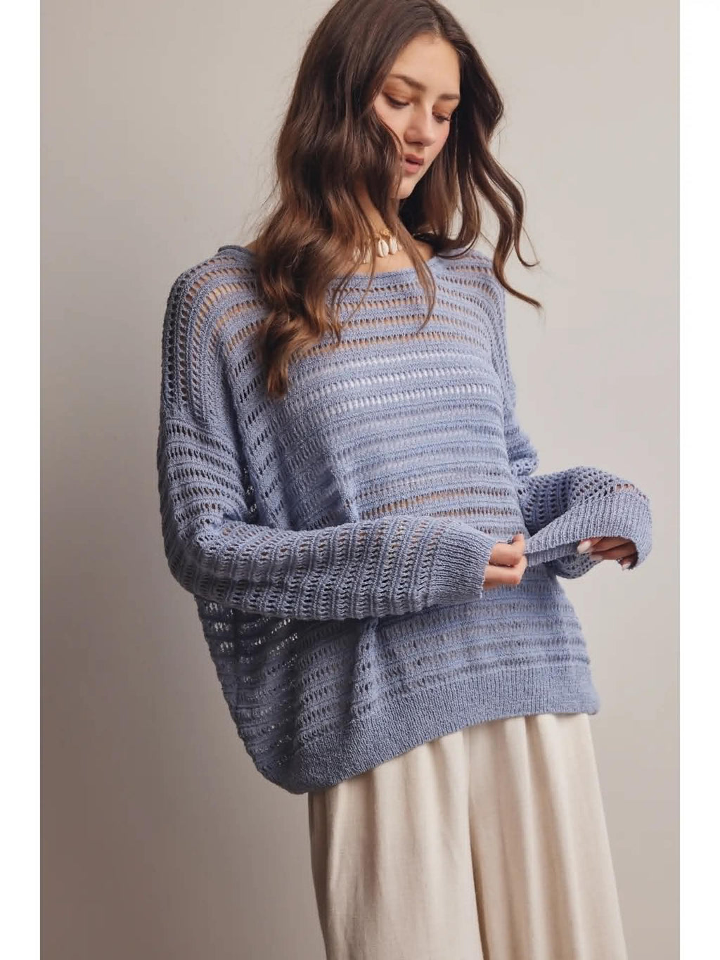 Open Knit Stripe Sweater 264