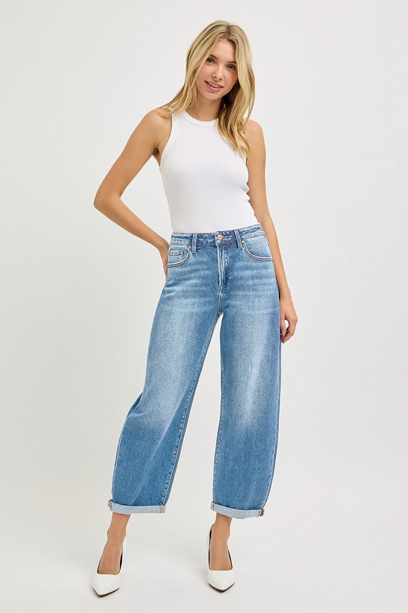 High Rise Crop Barrel Jean 243