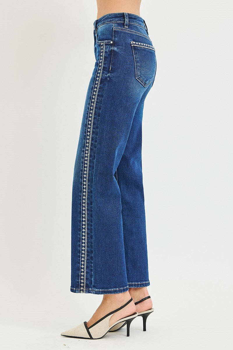 415 Laurel Embroidered Straight Denim