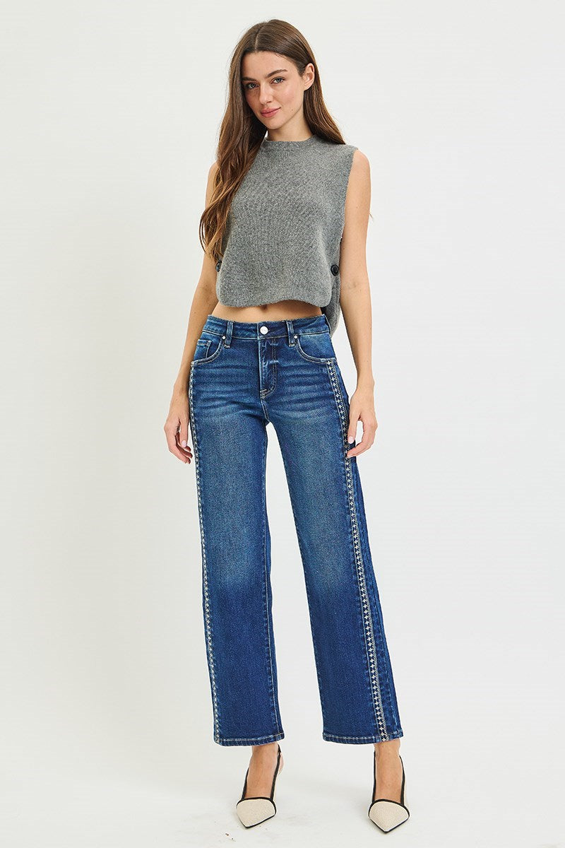 415 Laurel Embroidered Straight Denim