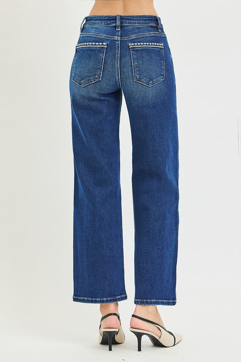 415 Laurel Embroidered Straight Denim