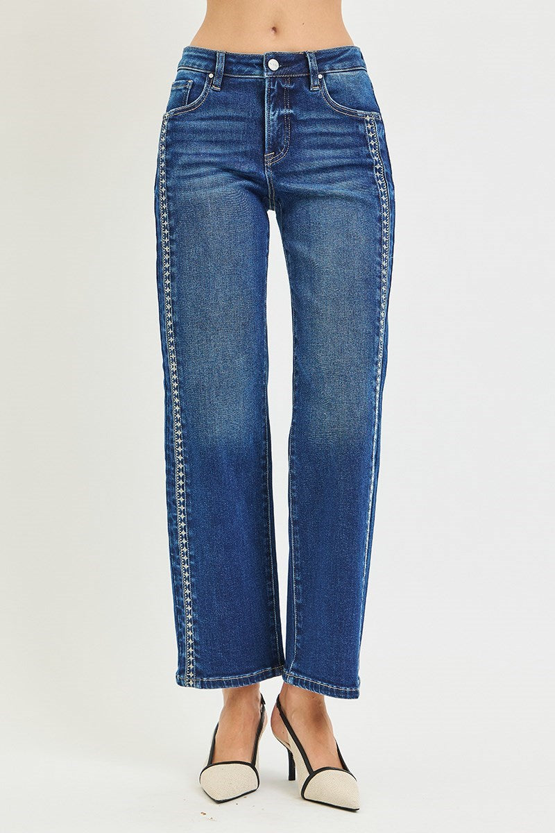 415 Laurel Embroidered Straight Denim
