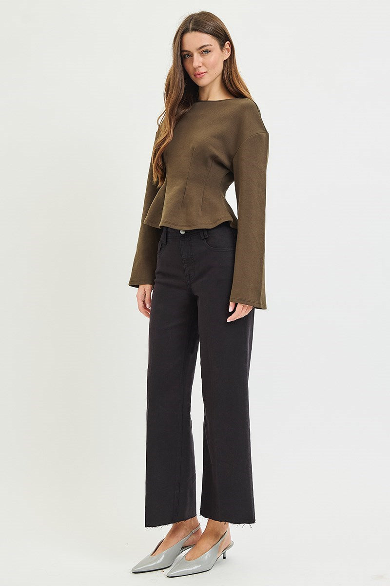 414 The Everly Black Wide Leg Denim