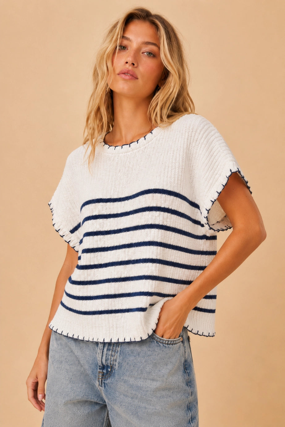 407 Autumn Seaside Whipstitch Sweater