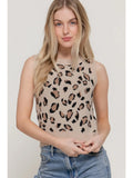 188 Leopard Print Sleeveless Sweater