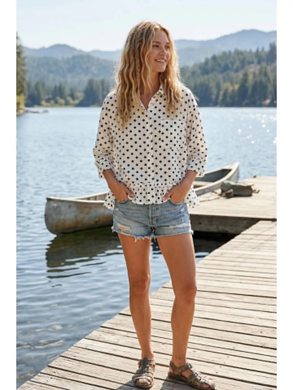 284 Polka Dot Button Down Peplum Too