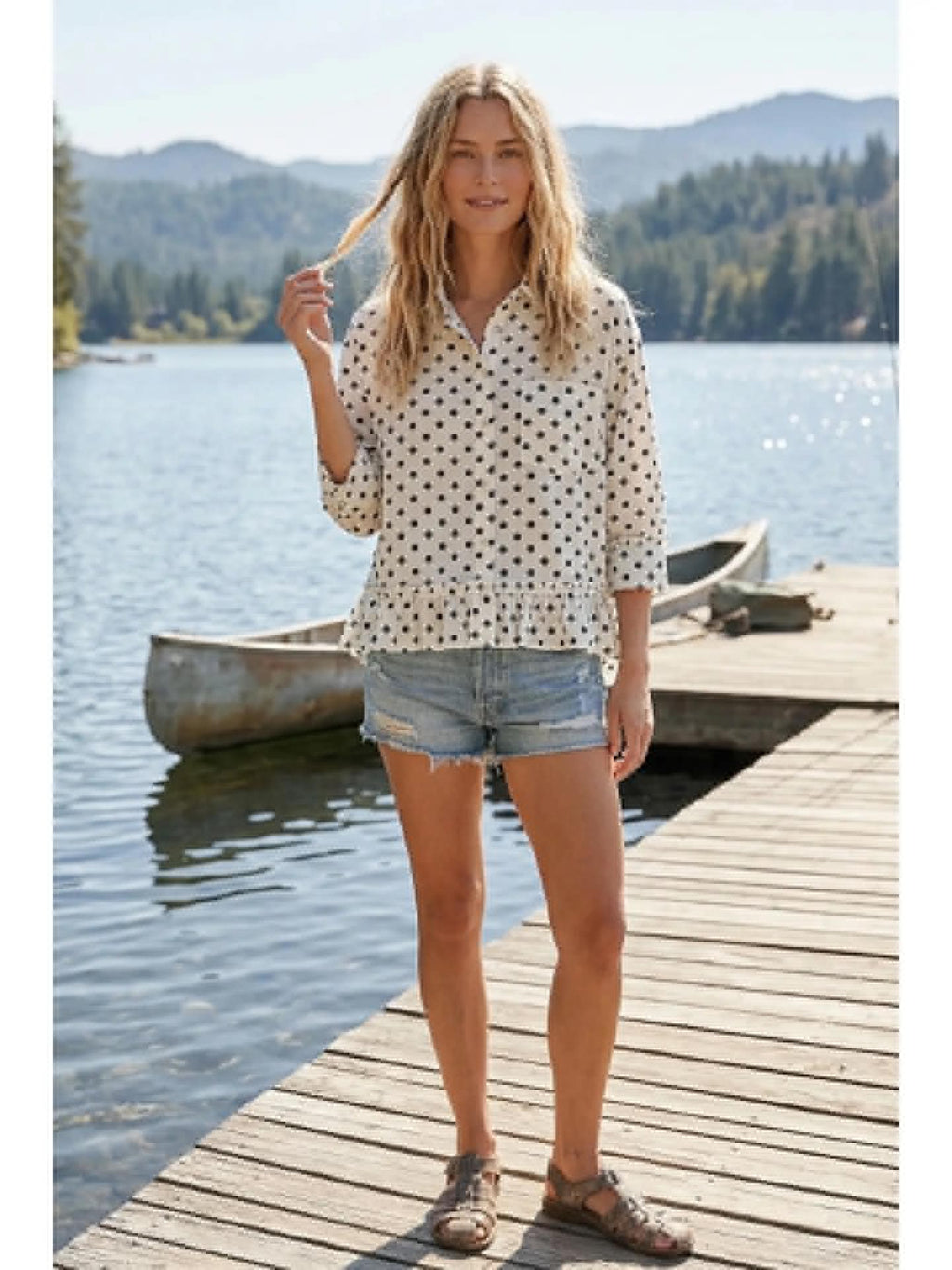 284 Polka Dot Button Down Peplum Too