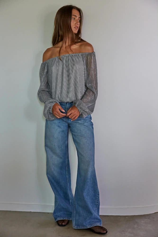 21 Shimmer Elegance Off-Shoulder Top