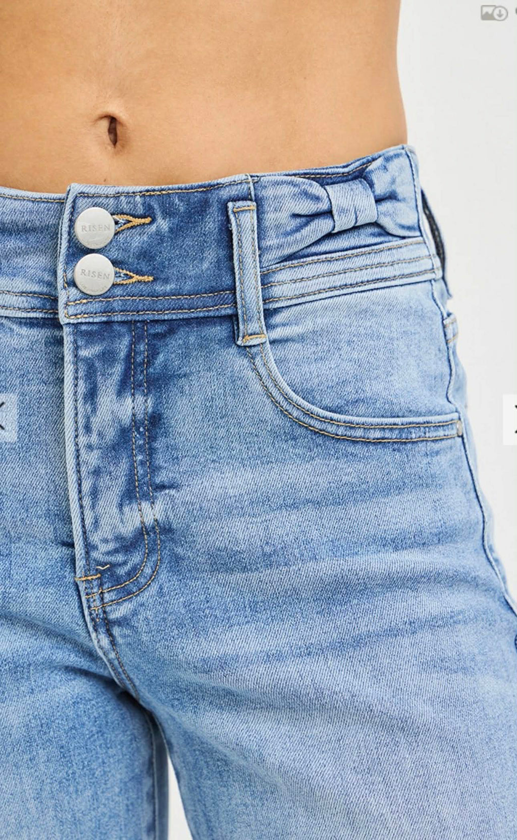 154 Tummy Control High Rise Wide Leg Jeans with Bow Waistband