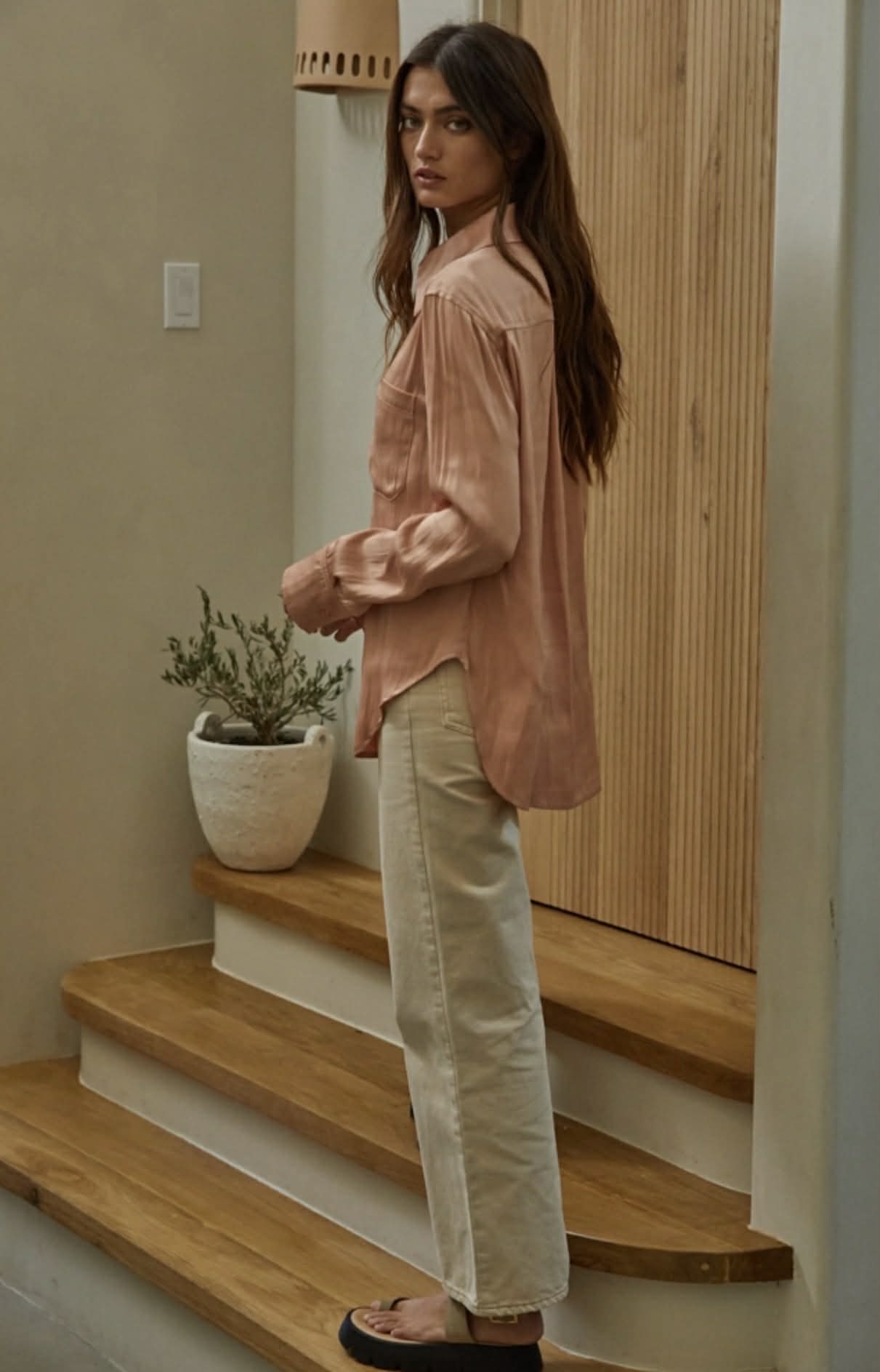 11 Elegant Peach Button-Down Shirt