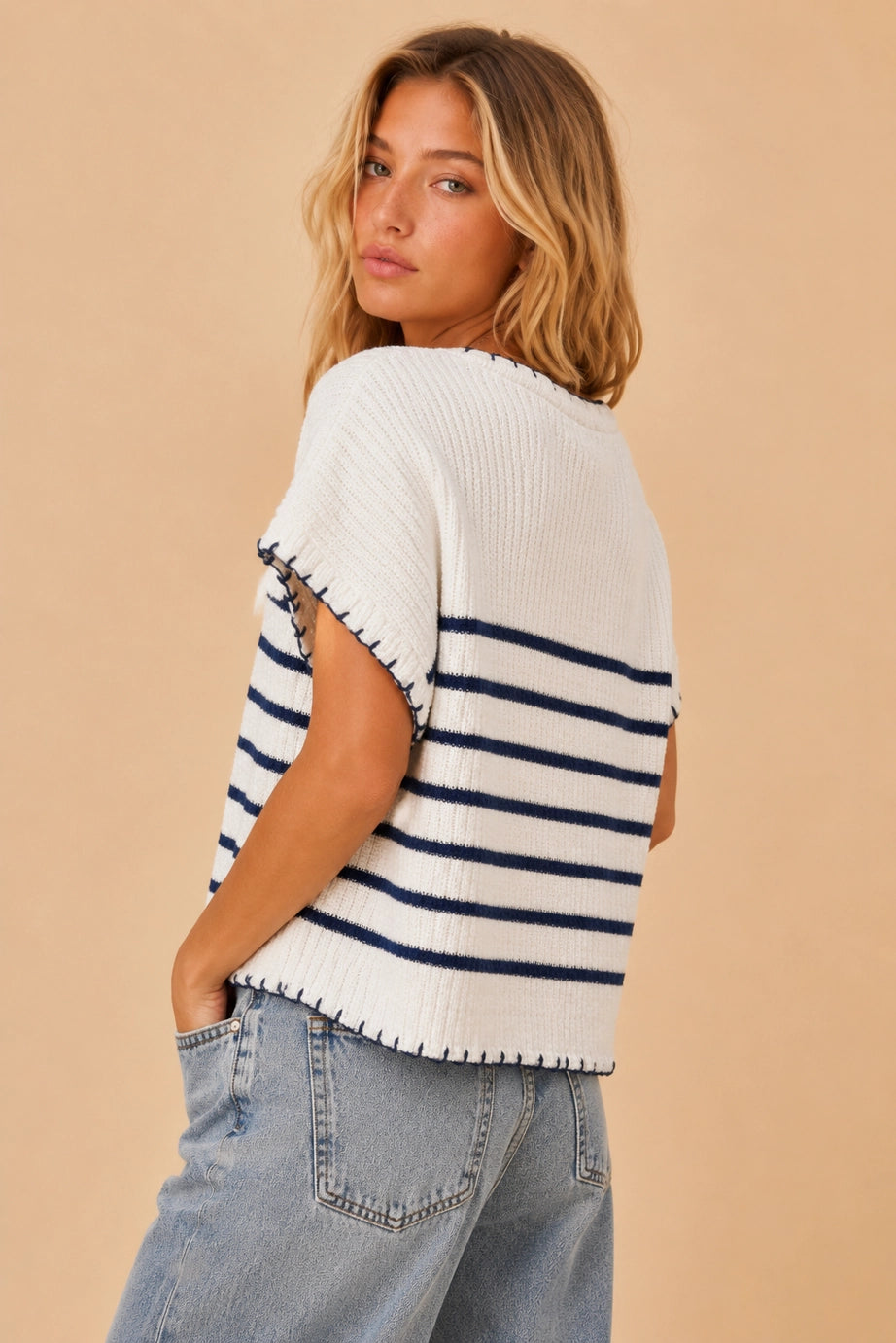 407 Autumn Seaside Whipstitch Sweater