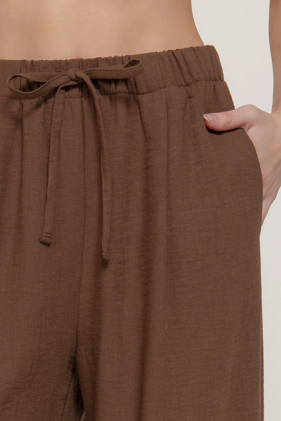 184 Brown Linen Wide Leg Pants