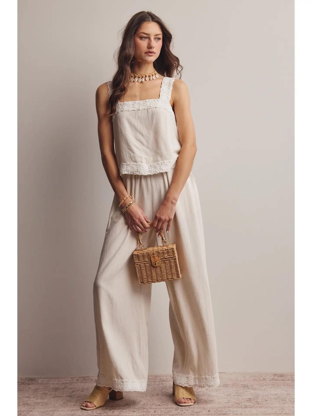 Embroidered Flower Pant Set 263