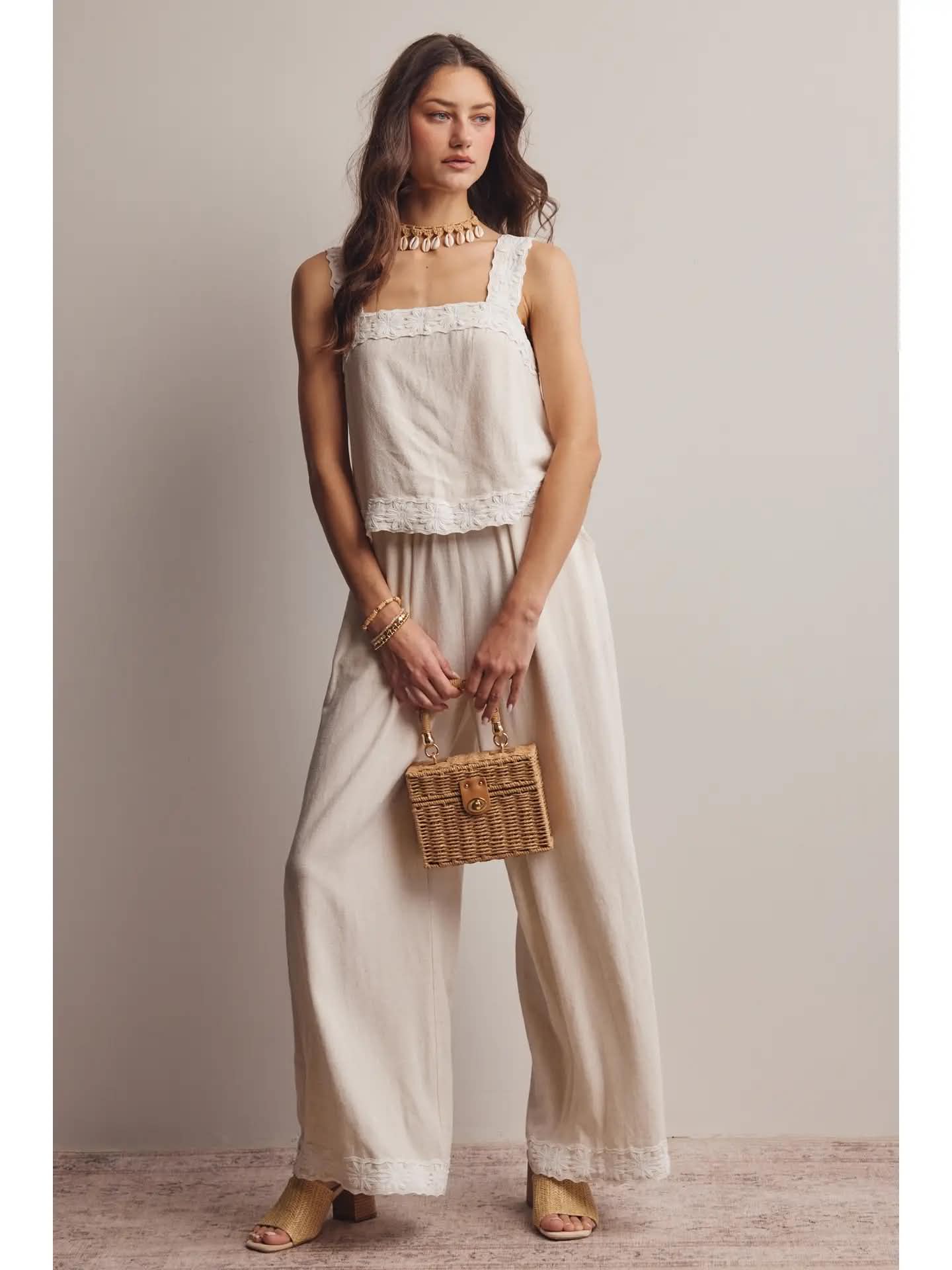 Embroidered Flower Pant Set 263
